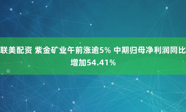 联美配资 紫金矿业午前涨逾5% 中期归母净利润同比增加54.41%